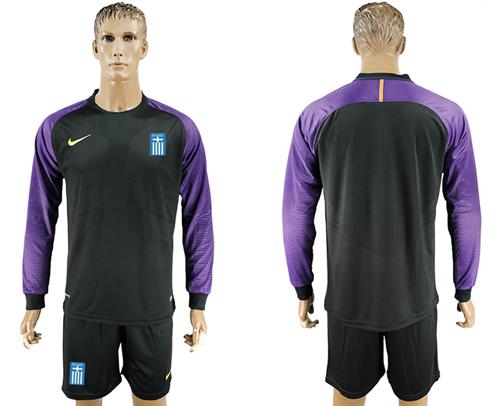 Greece Blank Black Goalkeeper Long Sleeves Soccer Country Jersey - Click Image to Close
